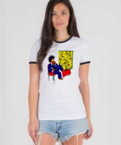 Basquiat Simpson Cartoon Painting Ringer Tee