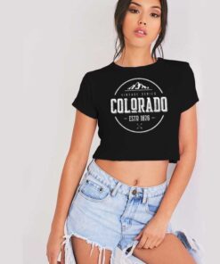 Classic Colorado Mountain Est 1876 Crop Top Shirt