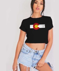 Colorado Flag Vintage Box Crop Top Shirt
