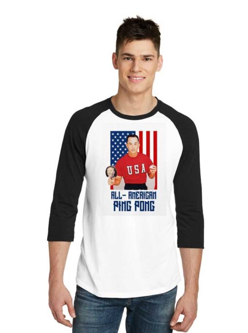 Forest Gump All American Ping Pong Flag Raglan Tee