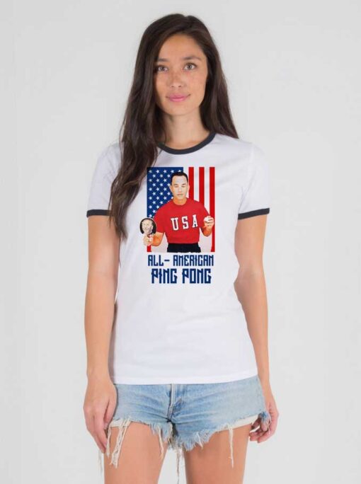 Forest Gump All American Ping Pong Flag Ringer Tee