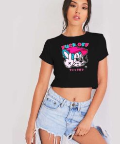 Fuck Off Japanese Cartoon Mouse Crop Top Shirt