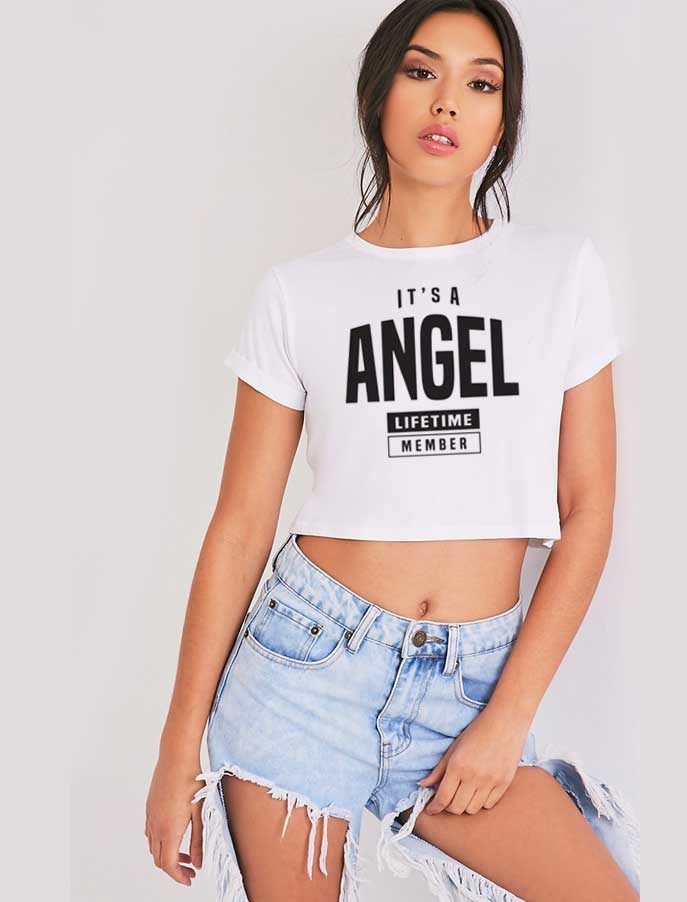 It's A Angel Lifetime Member Fiorucci Crop Top Shirt
