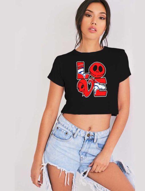 Jack Skellington Love Denver Broncos Crop Top Shirt