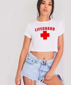 Lifeguard Red Cross Symbol Crop Top Shirt