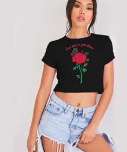 Live Life In Fall Bloom Red Rose Crop Top Shirt