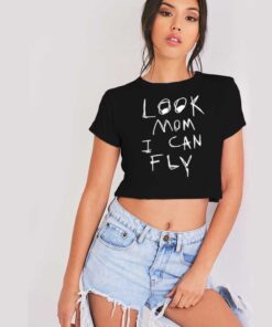 Look Mom I Can Fly Scribble Crop Top Shirt