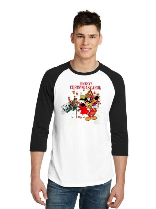 Mickey Mouse Christmas Carol Logo Raglan Tee
