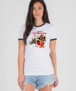 Mickey Mouse Christmas Carol Logo Ringer Tee