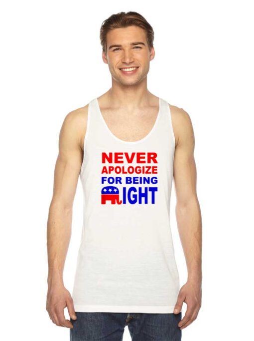 Never Apologize For Being Right Quote Tank Top