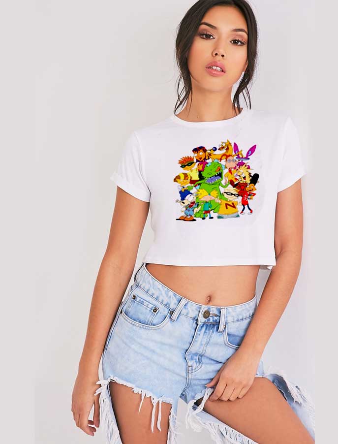 Nickelodeon Cartoon Mash Up Characters Crop Top Shirt Custom Unisex Nickelodeon Cartoon Mash Up Characters Crop Top Shirt Custom Unisex