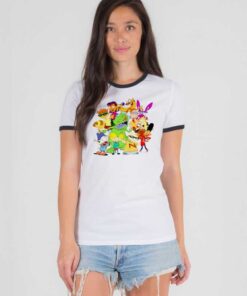 Nickelodeon Cartoon Mash Up Characters Ringer Tee