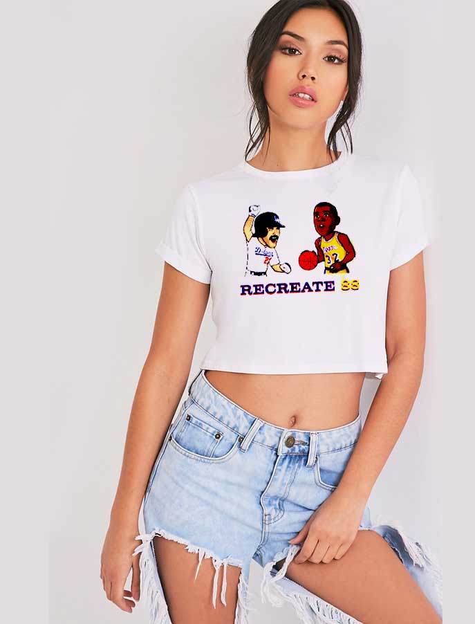 Recreate 88 Baseball and Basketball Crop Top Shirt