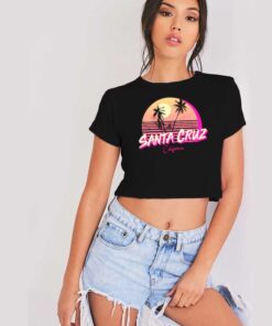 Retro Santa Cruz California Beach Sunset View Crop Top Shirt