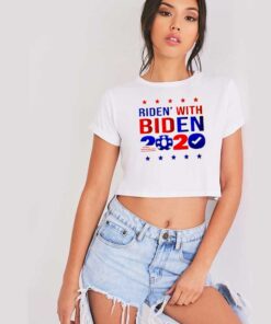 Ridin With Biden 2020 America Flag Crop Top Shirt