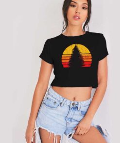 Solitary Pine Tree Sunset Crop Top Shirt