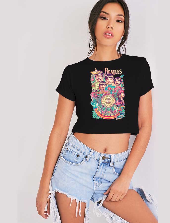The Beatles Art Poster Vintage Crop Top Shirt