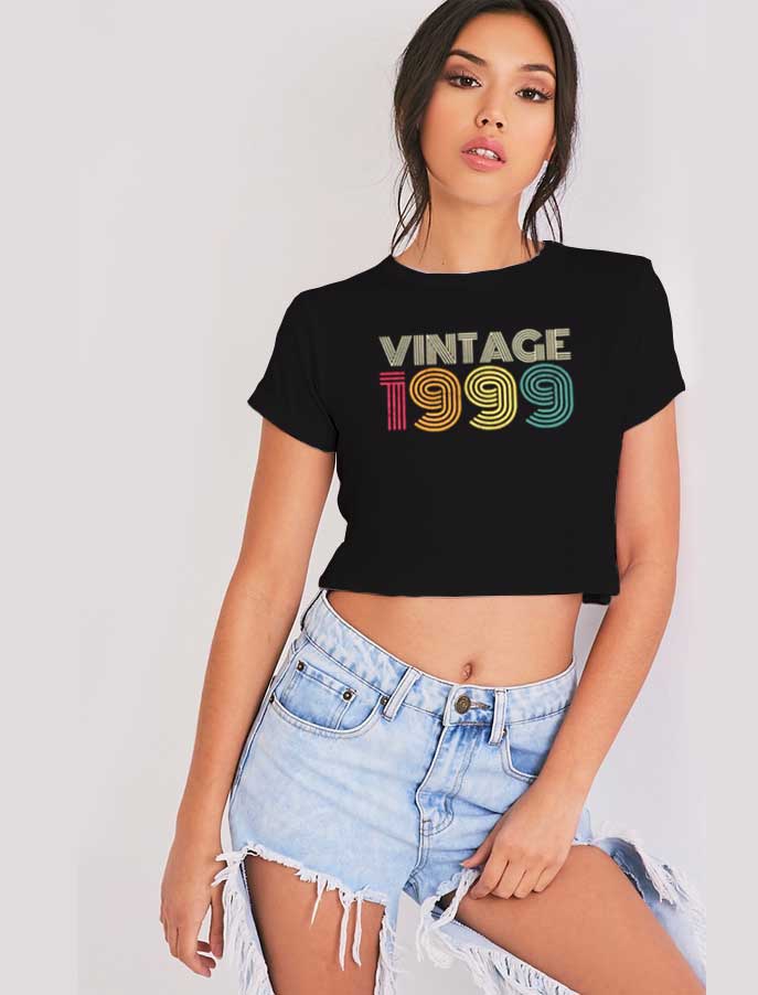 Vintage 1999 Year Spiral Logo Crop Top Shirt