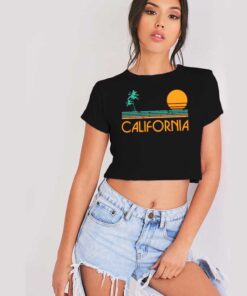 Vintage California Beach Sunset Crop Top Shirt