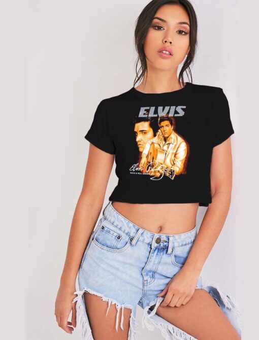 Vintage Elvis Presley Memorial LED Logo Crop Top Shirt