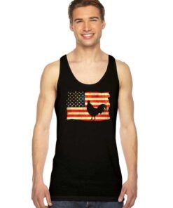 Vintage US Flag Cock Fight Battle Tank Top