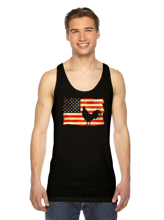Vintage US Flag Cock Fight Battle Tank Top