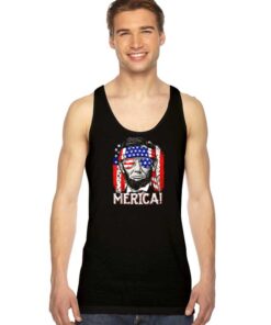 Abraham Lincoln 4th of July Merica Flag Tank Top