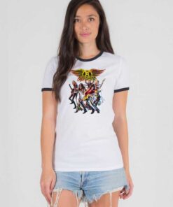 Aerosmith Band Cartoon Vintage Ringer Tee