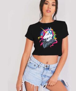 Badass Unicorn Rider Punk Jacket Crop Top Shirt