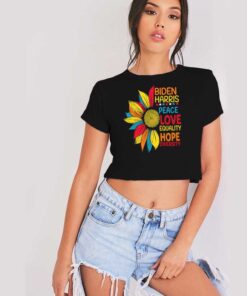 Biden Harris Peace Love Equality Flower Colorful Crop Top Shirt