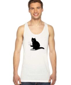 Black Cat Catching a Bird Tank Top