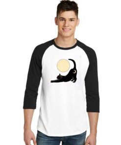 Black Cat With Moon Under The Moon Raglan Tee