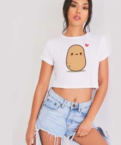 Cute Potato in Love Blushing Crop Top Shirt