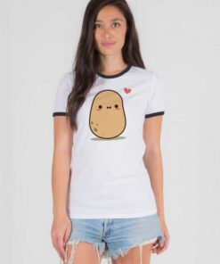 Cute Potato in Love Blushing Ringer Tee