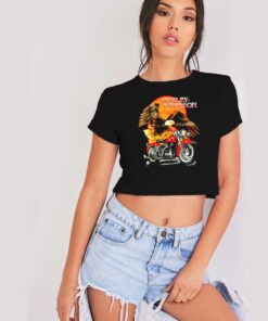 Eagle On Sunset Harley Davidson Crop Top Shirt