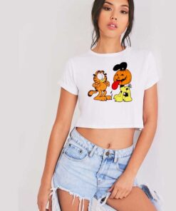 Garfield Halloween Pumpkin Cartoon Crop Top Shirt