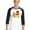 Garfield Halloween Pumpkin Cartoon Raglan Tee