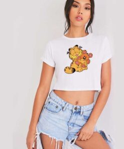 Garfield Hug A Teddy Bear Crop Top Shirt