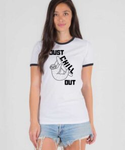 Just Chill Out Sloth Art Ringer Tee