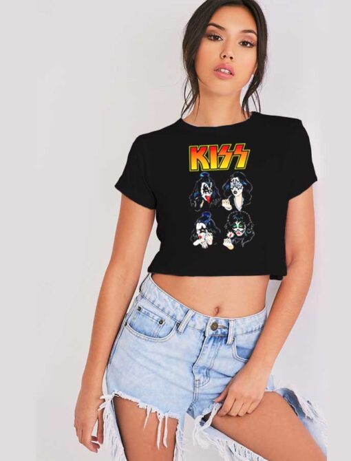 Kiss Band Member Portrait Crop Top Shirt