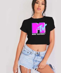 Mtv Pop Logo Music Television Crop Top Shirt