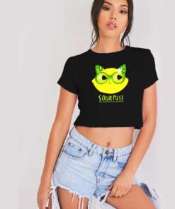 Sourpuss Lemon Cat Glasses Crop Top Shirt