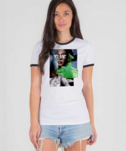 Beyonce Blanc Three Collage Photo Ringer Tee