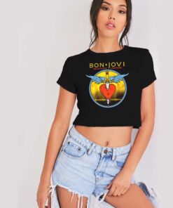 Bon Jovi You Give Love Bad Name Logo Crop Top Shirt
