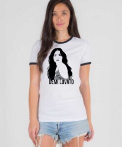 Demi Lovato Black Hair Painting Ringer Tee