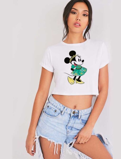 Disney Minnie Mouse Shamrock Dress Crop Top Shirt