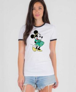 Disney Minnie Mouse Shamrock Dress Ringer Tee