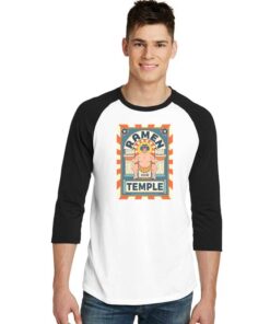 Japanese Ramen Temple Sumo Man Raglan Tee