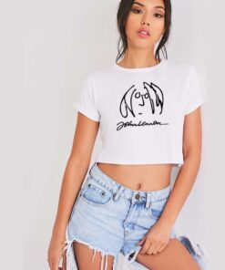 John Lennon Line Art Sign Crop Top Shirt