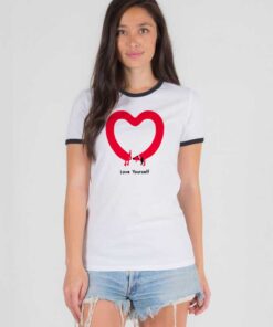 Love Yourself Long Dog Heart Ringer Tee